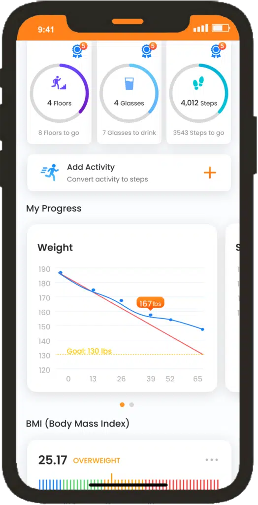 Health tracking app with weight loss progress and fitness metrics for BetterTogether challenge.